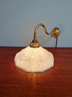 Clearance Pamono Swan Neck Wall Light in Brass and Blue Speckled Glass, 1930s