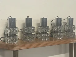 Clearance Pamono Swarovski Cut Glass Pendant Lamps, 1970s, Set of 5