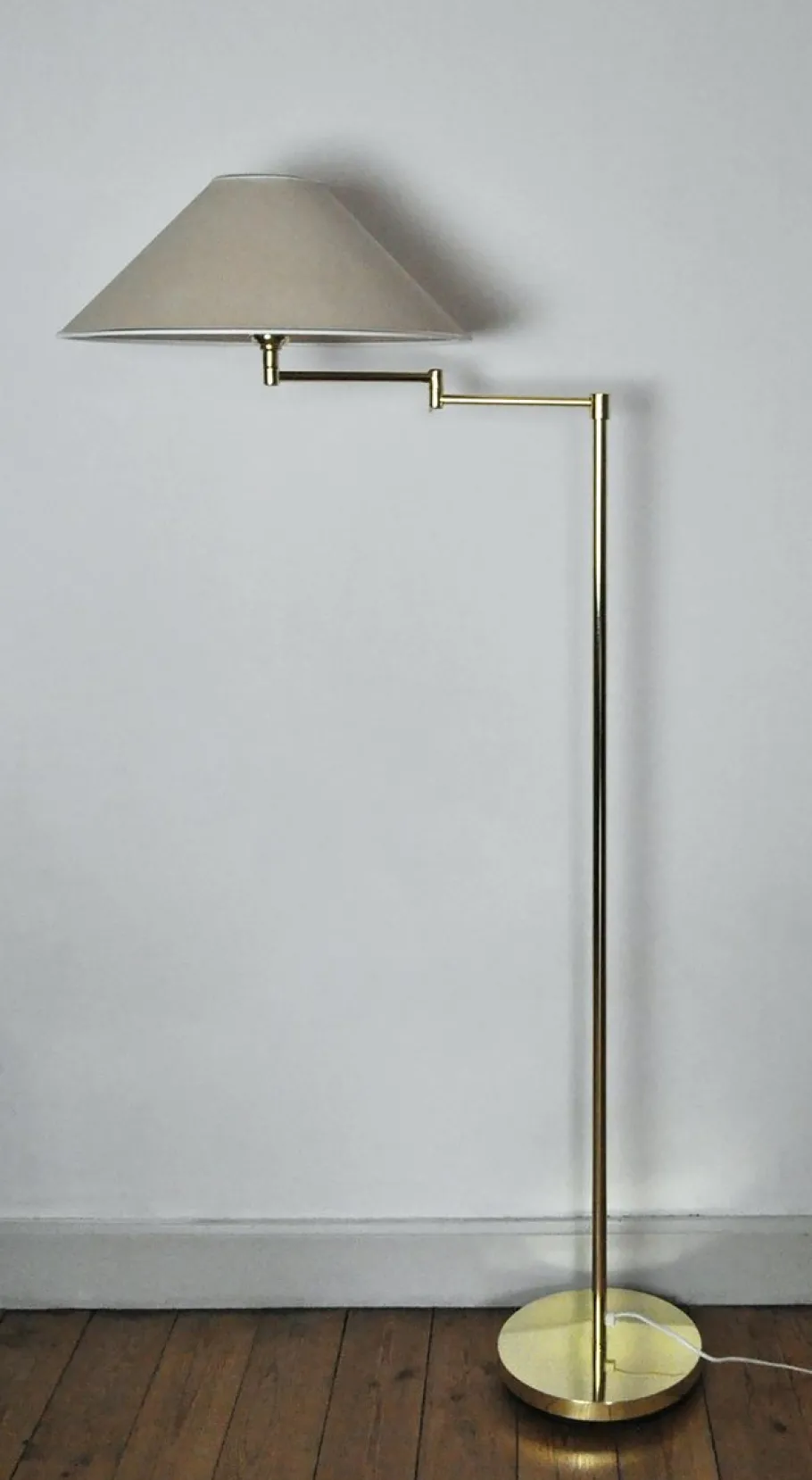 Outlet Pamono Swedish Adjustable Floor Lamp in Brass Plated Metal from Cottex, 1970s
