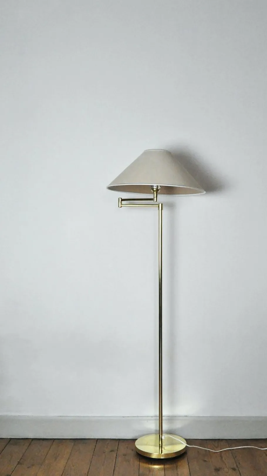 Outlet Pamono Swedish Adjustable Floor Lamp in Brass Plated Metal from Cottex, 1970s