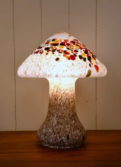 Hot Pamono Swedish Artglass Mushroom Shaped Table Lamps by Monica Backström for Kosta Boda, 1970s, Set of 2