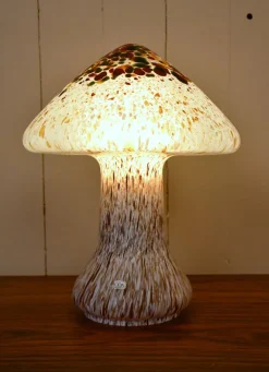 Hot Pamono Swedish Artglass Mushroom Shaped Table Lamps by Monica Backström for Kosta Boda, 1970s, Set of 2