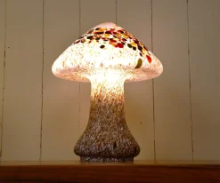 Hot Pamono Swedish Artglass Mushroom Shaped Table Lamps by Monica Backström for Kosta Boda, 1970s, Set of 2