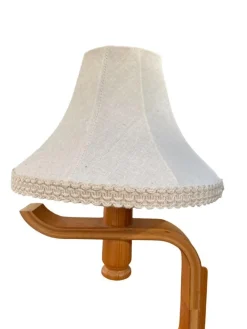 Pamono Swedish Bentwood Pine Table Lamp with Fabric Shade, 1970s