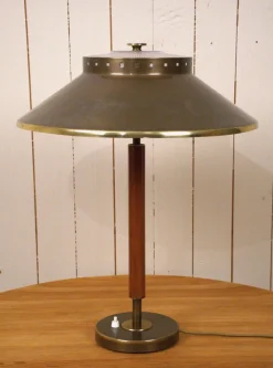 Discount Pamono Swedish Brass and Teak Table Lamp by Boréns, 1940s