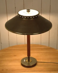 Discount Pamono Swedish Brass and Teak Table Lamp by Boréns, 1940s