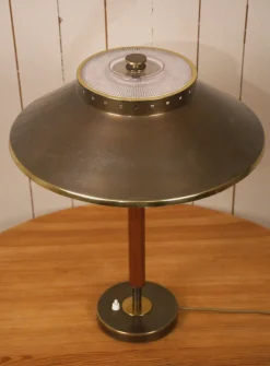 Discount Pamono Swedish Brass and Teak Table Lamp by Boréns, 1940s