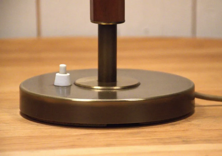 Discount Pamono Swedish Brass and Teak Table Lamp by Boréns, 1940s