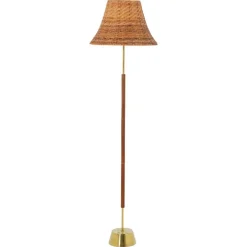 Outlet Pamono Swedish Floor Lamp in Brass and Teak by Stilarmatur Boréns, 1960s