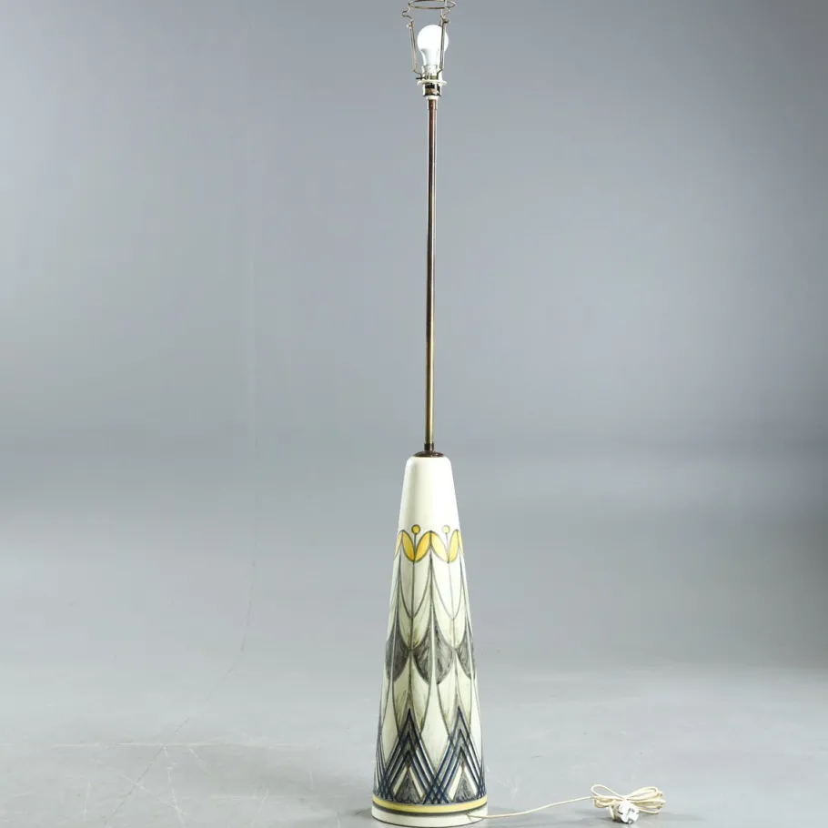 Outlet Pamono Swedish Floor Lamp in Hand Painted Ceramic and Brass by Rigmor Nielsen for Soholm, 1960