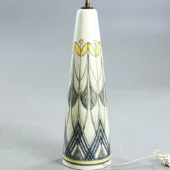 Outlet Pamono Swedish Floor Lamp in Hand Painted Ceramic and Brass by Rigmor Nielsen for Soholm, 1960