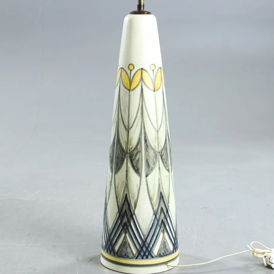 Outlet Pamono Swedish Floor Lamp in Hand Painted Ceramic and Brass by Rigmor Nielsen for Soholm, 1960