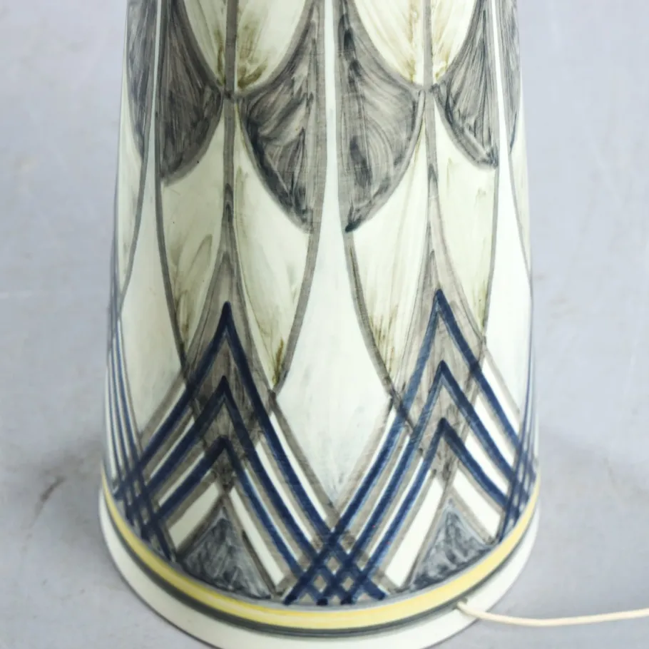 Outlet Pamono Swedish Floor Lamp in Hand Painted Ceramic and Brass by Rigmor Nielsen for Soholm, 1960