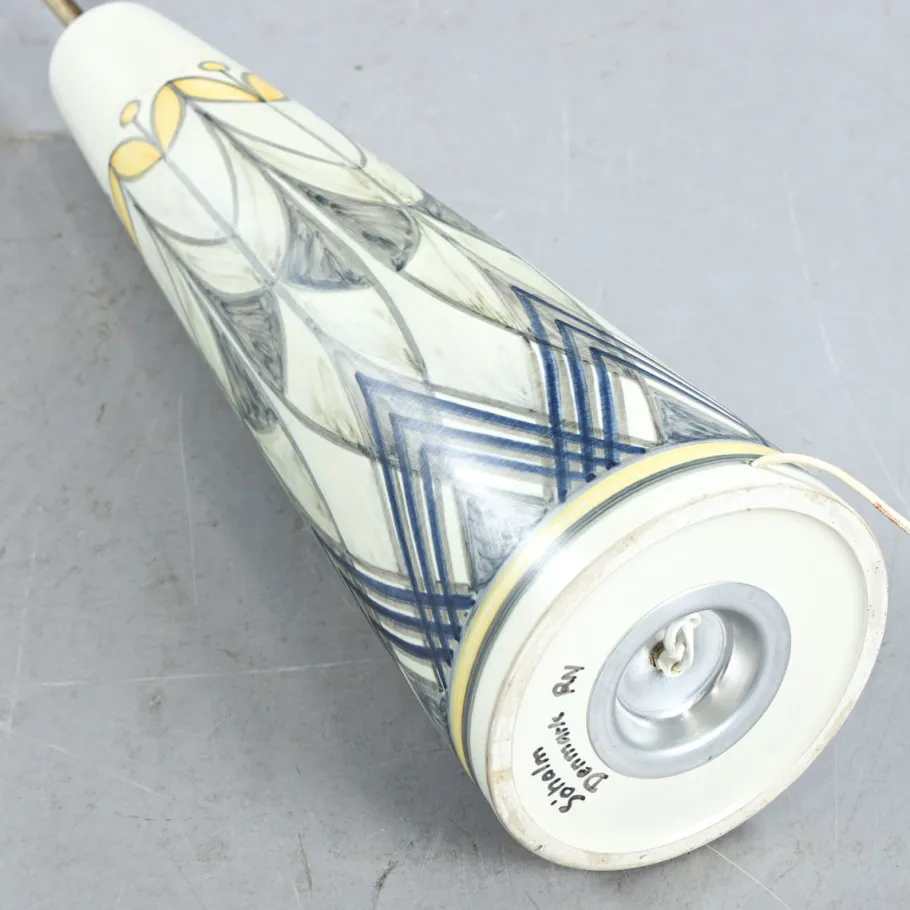 Outlet Pamono Swedish Floor Lamp in Hand Painted Ceramic and Brass by Rigmor Nielsen for Soholm, 1960