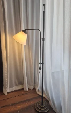 New Pamono Swedish Grace Art Deco Floor Lamp in Bronze from Cebe, 1930s