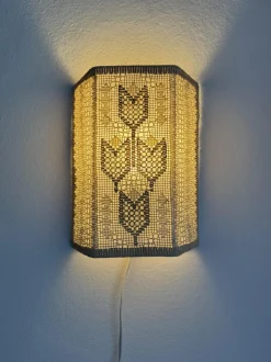 New Pamono Swedish Handmade Crocheted Textile Wall Lamp with Tulip Pattern, 1960s