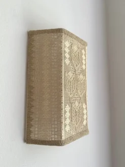 New Pamono Swedish Handmade Crocheted Textile Wall Lamp with Tulip Pattern, 1960s