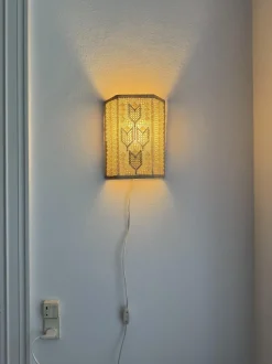 New Pamono Swedish Handmade Crocheted Textile Wall Lamp with Tulip Pattern, 1960s