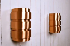 Pamono Swedish Model V155 Sconces in Copper by Hans-Agne Jakobsson for Hans-Agne Jakobsson AB, 1950s, Set of 2