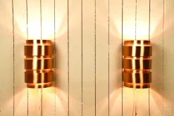 Pamono Swedish Model V155 Sconces in Copper by Hans-Agne Jakobsson for Hans-Agne Jakobsson AB, 1950s, Set of 2