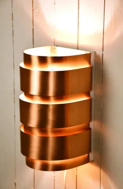 Pamono Swedish Model V155 Sconces in Copper by Hans-Agne Jakobsson for Hans-Agne Jakobsson AB, 1950s, Set of 2