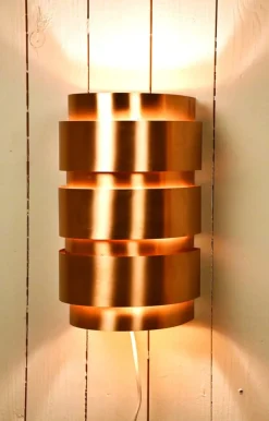 Pamono Swedish Model V155 Sconces in Copper by Hans-Agne Jakobsson for Hans-Agne Jakobsson AB, 1950s, Set of 2