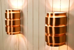 Pamono Swedish Model V155 Sconces in Copper by Hans-Agne Jakobsson for Hans-Agne Jakobsson AB, 1950s, Set of 2