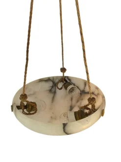 New Pamono Swedish Modern Alabaster Ceiling Pendant with Brass Details, 1940s
