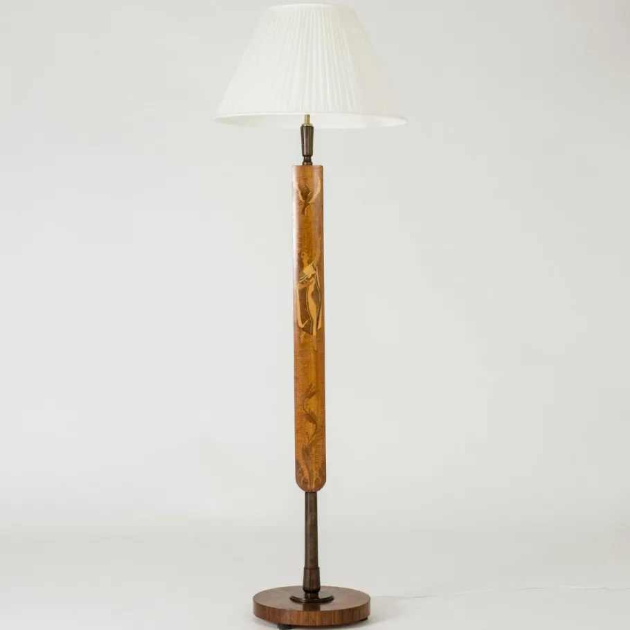 Best Pamono Swedish Modern Floor Lamp from Mjölby Intarsia, 1930s