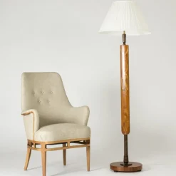 Best Pamono Swedish Modern Floor Lamp from Mjölby Intarsia, 1930s