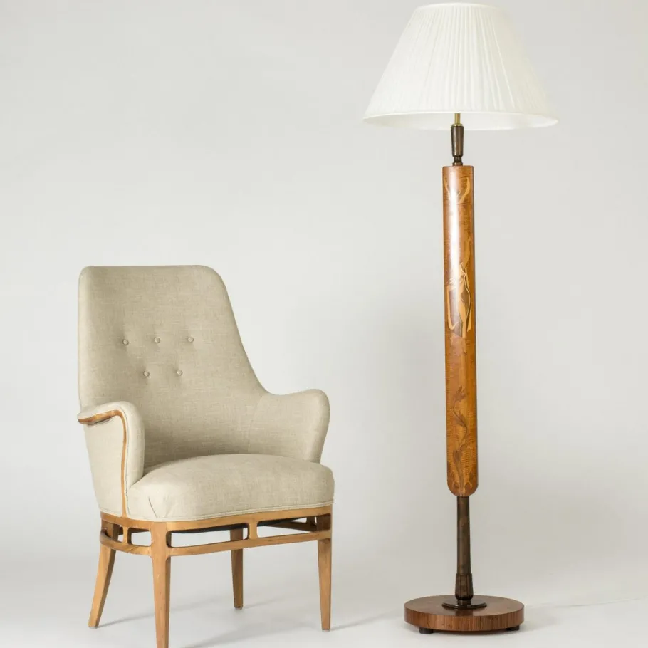Best Pamono Swedish Modern Floor Lamp from Mjölby Intarsia, 1930s