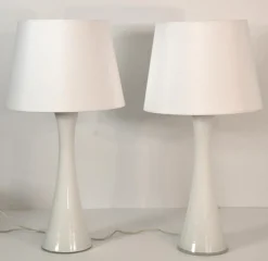 Outlet Pamono Swedish Modern Glass and Teak Table Lamps by Bernt Nordstedt for Bergboms, Set of 2