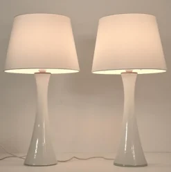 Outlet Pamono Swedish Modern Glass and Teak Table Lamps by Bernt Nordstedt for Bergboms, Set of 2