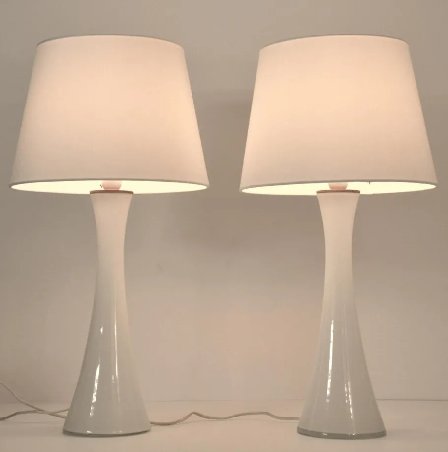 Outlet Pamono Swedish Modern Glass and Teak Table Lamps by Bernt Nordstedt for Bergboms, Set of 2
