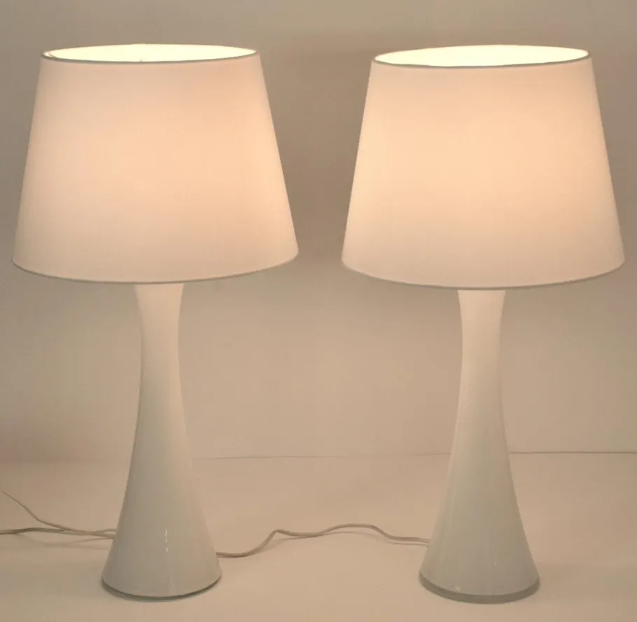 Outlet Pamono Swedish Modern Glass and Teak Table Lamps by Bernt Nordstedt for Bergboms, Set of 2