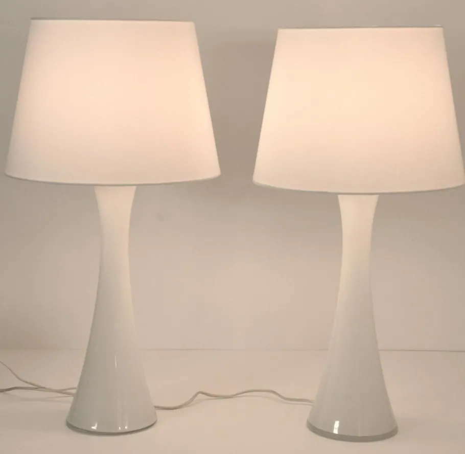 Outlet Pamono Swedish Modern Glass and Teak Table Lamps by Bernt Nordstedt for Bergboms, Set of 2