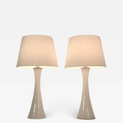 Outlet Pamono Swedish Modern Glass and Teak Table Lamps by Bernt Nordstedt for Bergboms, Set of 2