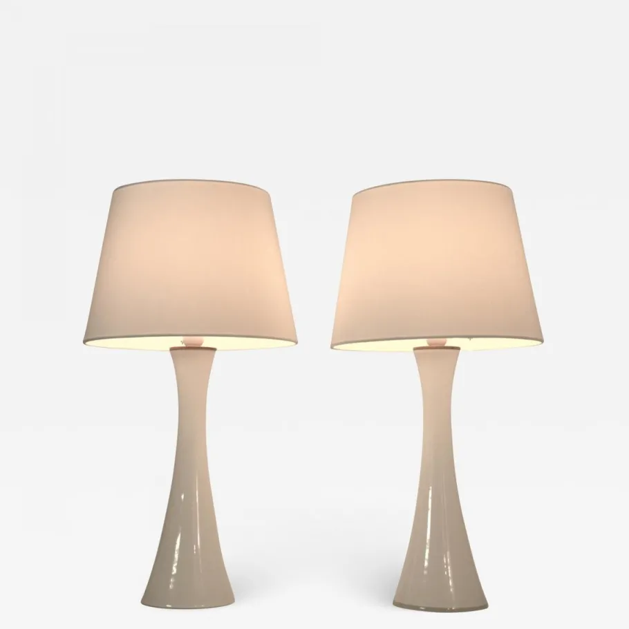 Outlet Pamono Swedish Modern Glass and Teak Table Lamps by Bernt Nordstedt for Bergboms, Set of 2