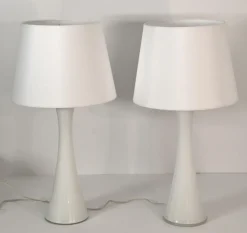 Outlet Pamono Swedish Modern Glass and Teak Table Lamps by Bernt Nordstedt for Bergboms, Set of 2