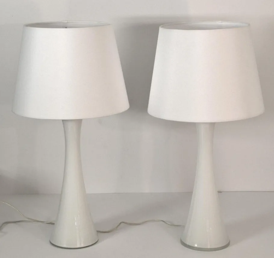 Outlet Pamono Swedish Modern Glass and Teak Table Lamps by Bernt Nordstedt for Bergboms, Set of 2