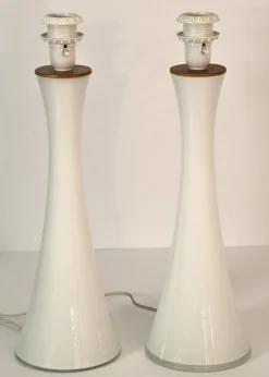 Outlet Pamono Swedish Modern Glass and Teak Table Lamps by Bernt Nordstedt for Bergboms, Set of 2