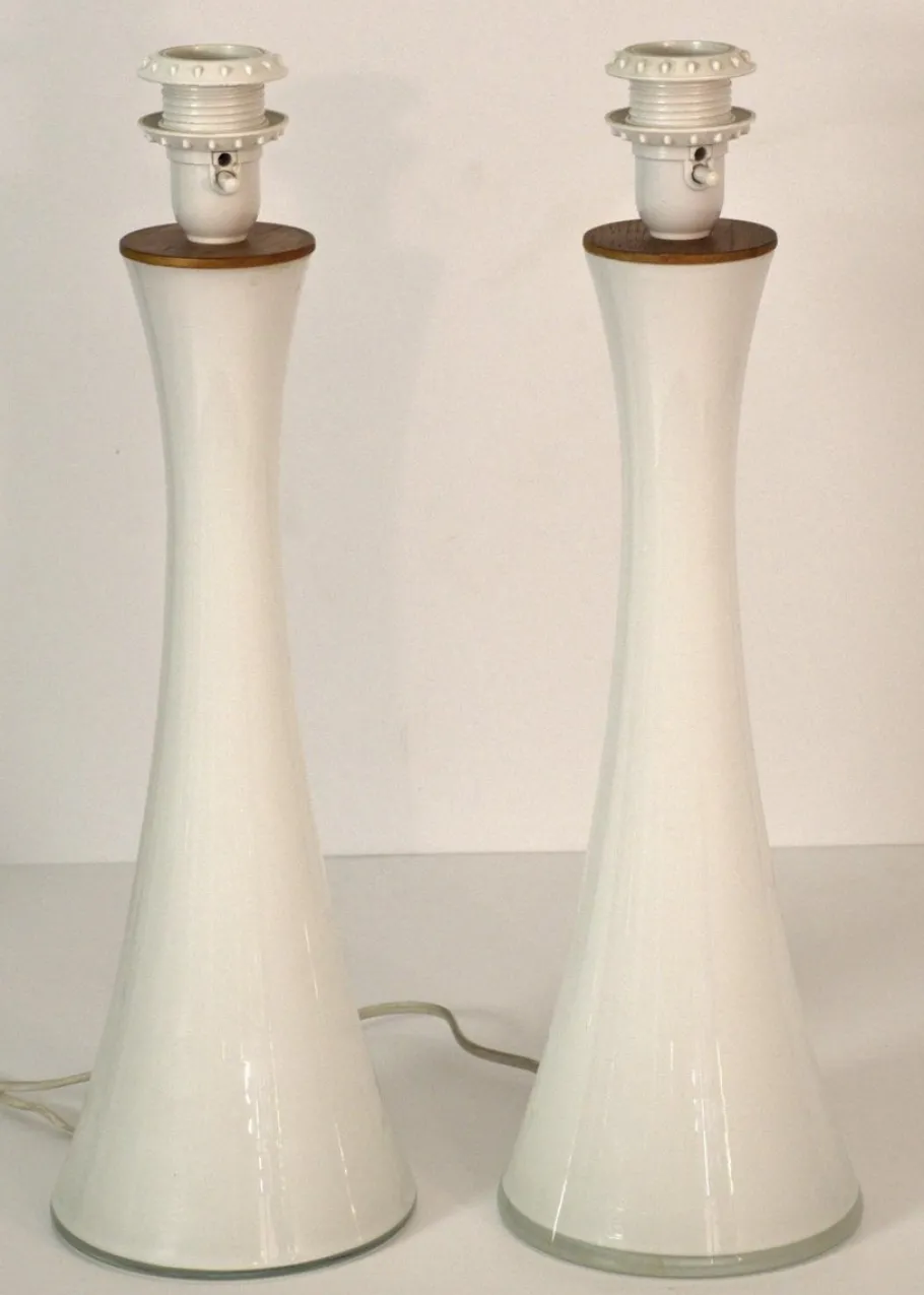 Outlet Pamono Swedish Modern Glass and Teak Table Lamps by Bernt Nordstedt for Bergboms, Set of 2