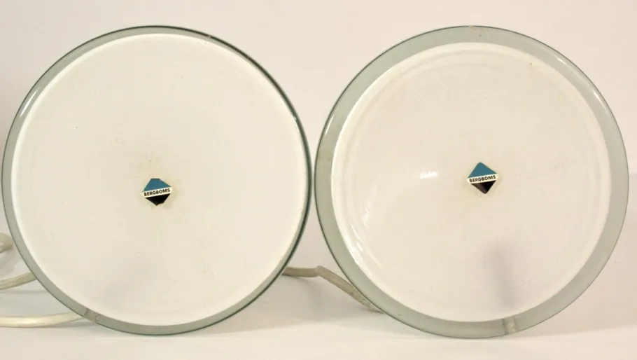 Outlet Pamono Swedish Modern Glass and Teak Table Lamps by Bernt Nordstedt for Bergboms, Set of 2