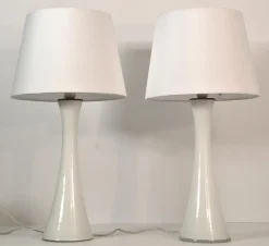 Outlet Pamono Swedish Modern Glass and Teak Table Lamps by Bernt Nordstedt for Bergboms, Set of 2