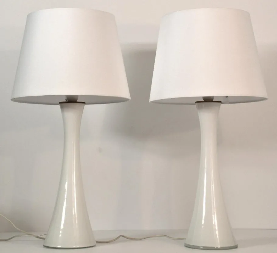 Outlet Pamono Swedish Modern Glass and Teak Table Lamps by Bernt Nordstedt for Bergboms, Set of 2