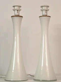 Outlet Pamono Swedish Modern Glass and Teak Table Lamps by Bernt Nordstedt for Bergboms, Set of 2