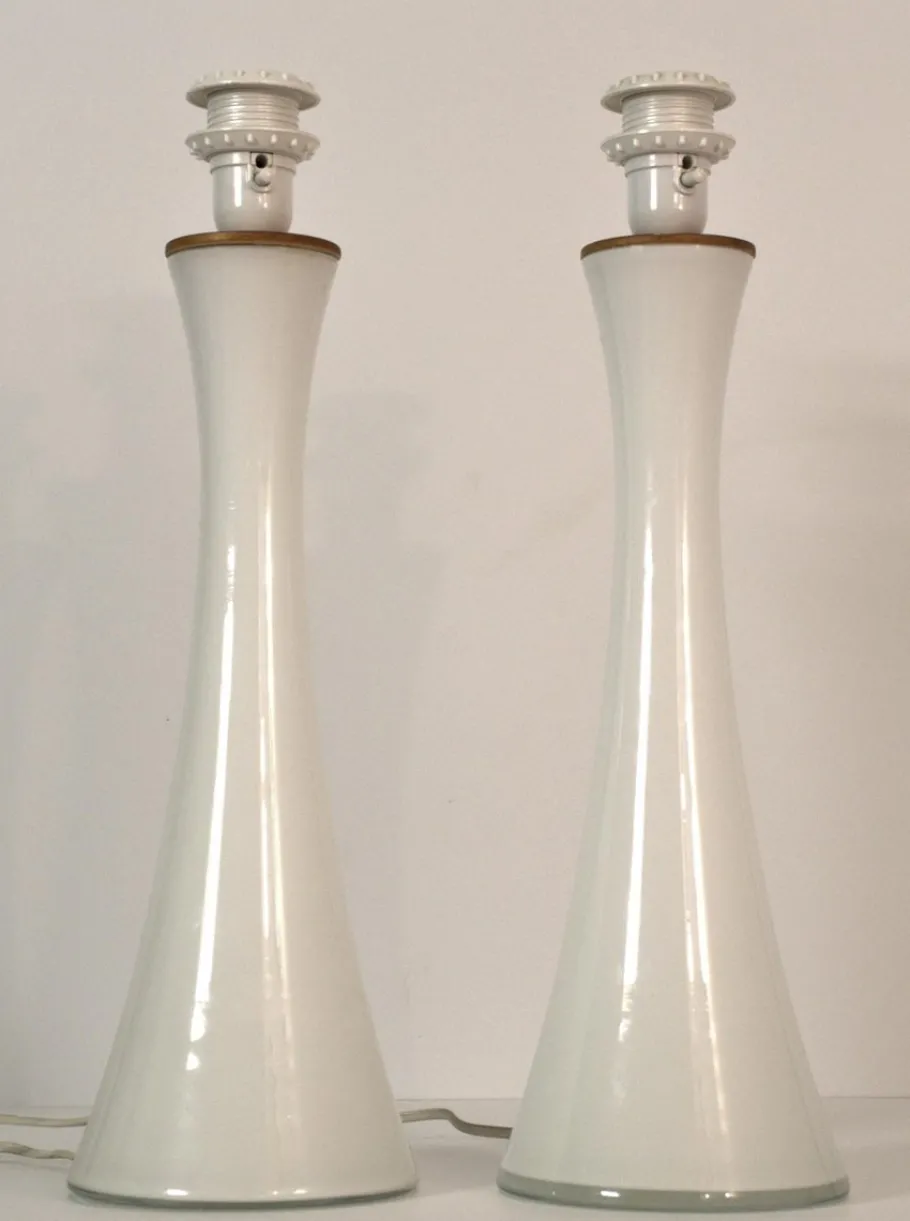 Outlet Pamono Swedish Modern Glass and Teak Table Lamps by Bernt Nordstedt for Bergboms, Set of 2