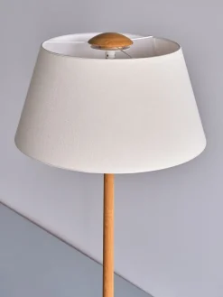 Pamono Swedish Modern 3-Legged Floor Lamp in Oak from Svensk Hemslöjd, 1950s