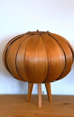 Sale Pamono Swedish Pine Veneer Table Lamps by Hans-Agne Jakobsson for Ellysett, 1960s, Set of 2