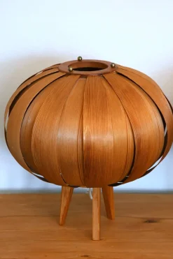 Sale Pamono Swedish Pine Veneer Table Lamps by Hans-Agne Jakobsson for Ellysett, 1960s, Set of 2